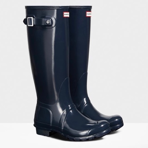 hunter original tall rain boots navy